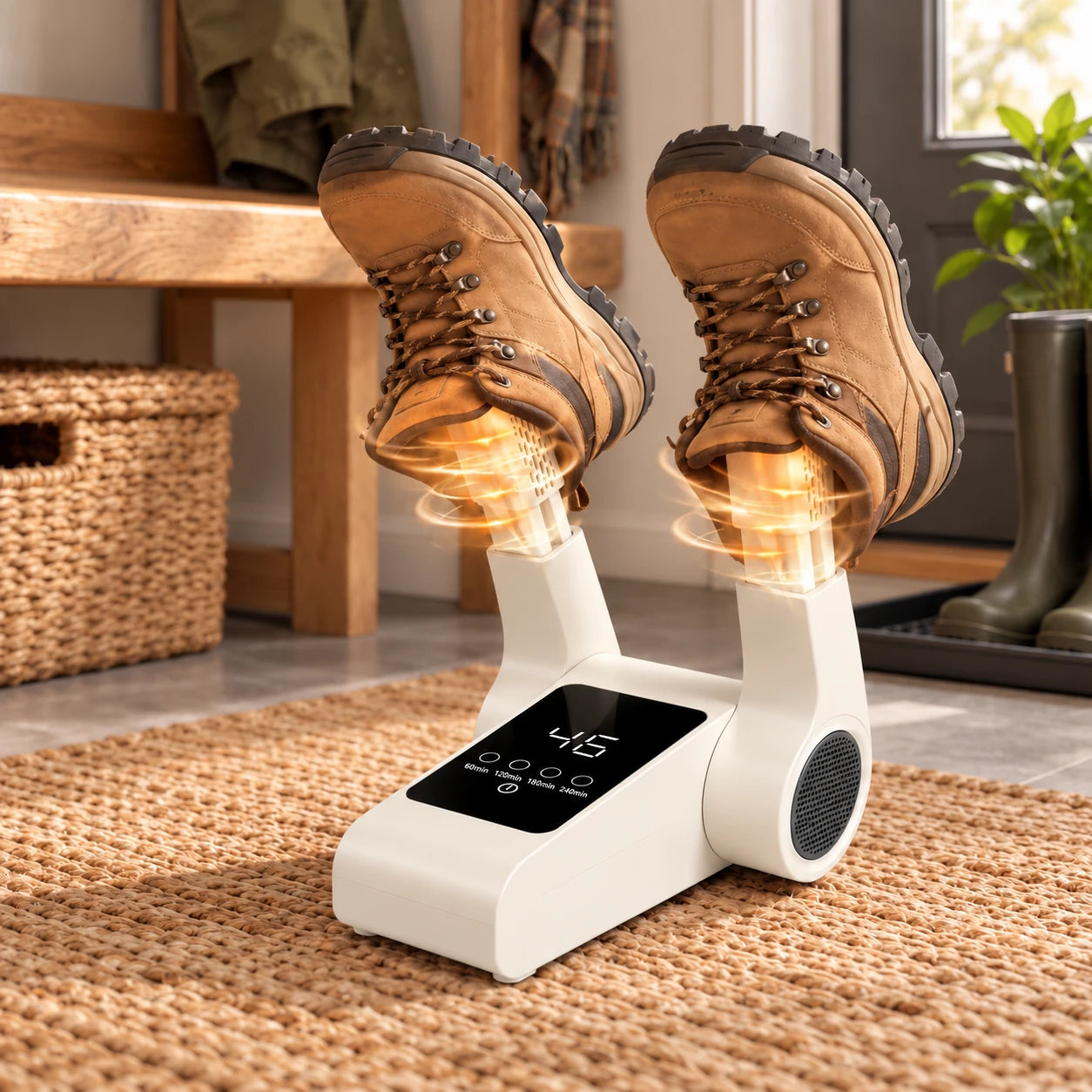 Illustration of boots on the shoe dryer